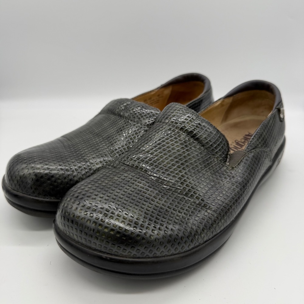 Alegria Kelli Professional Slip On Clogs KEL-143 Pewter Waffle Leather EU 42